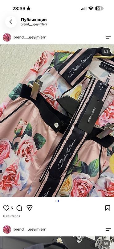 Домашние костюмы: Qadın pijama dəsti – çiçək naxışlı, ipək effekti parça - 2 hissəli — 2