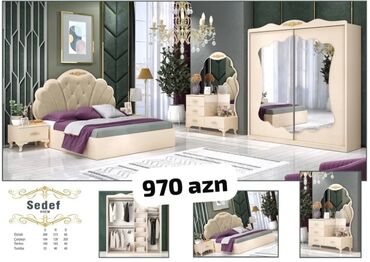 Yataq otağı dəstləri: İkinəfərlik çarpayı, Termo, Dolab, 2 tumba, Azərbaycan, Yeni — 5