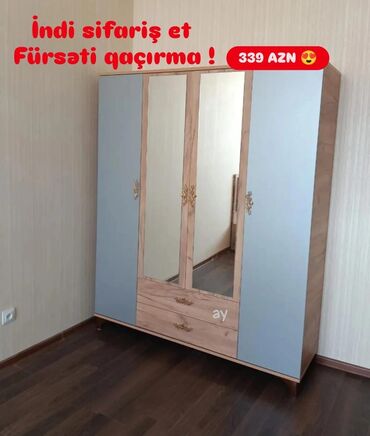 paltar rəfi: Düz dolab, Yataq otağı üçün, Paltar üçün, Açılan, Korpuslu, 4 qapılı