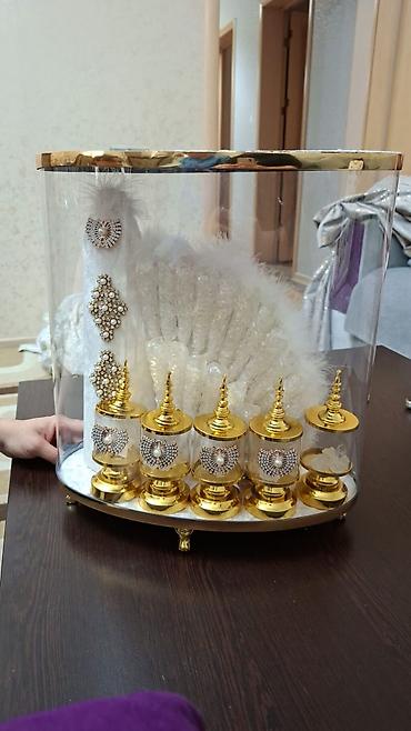 cərəz xoncası: Zərif nikah/xınayaxdı üçün bəzəkli şirniyyat–kolonya dəsti - Oval — 5