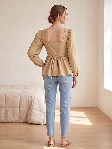 pull bear: Блузка, Хлопок, Однотонный — 2