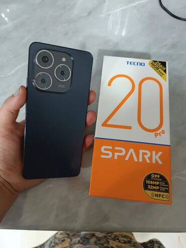 su aparati satilir: Tecno Spark 20 Pro, 256 GB, rəng - Göy, Qırıq, Sensor, Barmaq izi
