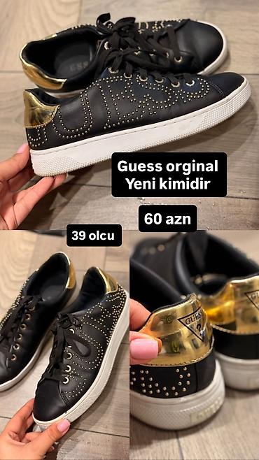 ağ sarocka: Guess orijinal qadın krosovkası - Rəng: qara, ağ altlıqla - Dizayn — 1