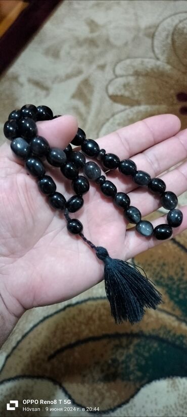 JMC: Qara muncuqlu təsbeh - Material: qara rəngli, parlaq səthli ovala