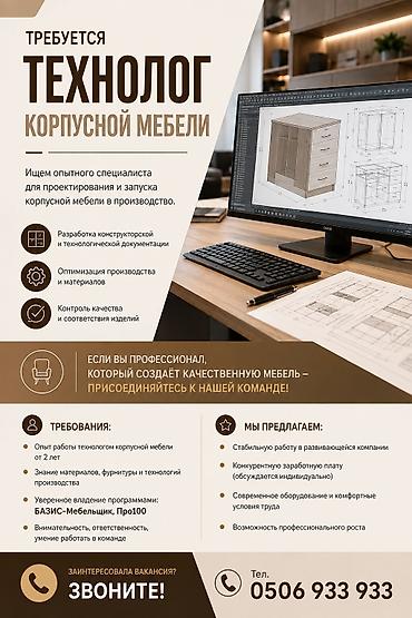 Технолог, Район: Вефа ТЦ, График работы: Гибкий график, Опыт работы: 3-5 лет опыта at lalafo.kg Технолог, Район: Вефа ТЦ, График работы: Гибкий график, Опыт работы: 3-5 лет опыта
