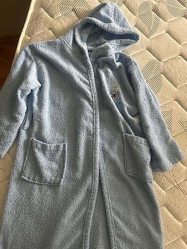 Детская одежда и обувь: Uşaq xalatı – mavi, kapüşonlu, yumşaq frotte parça - Material: qalın — 4