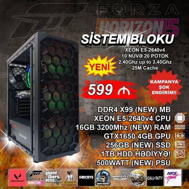 masaustu kamputer: Sistem Bloku "Revenge DDR4 Gaming Xeon E5-2640V4 GTX1650” ⭐Tək Sistem