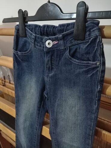 Farmerke: Farmerke za devojčicu od 6-7god, podesiv pojas, nogavice blago — 3