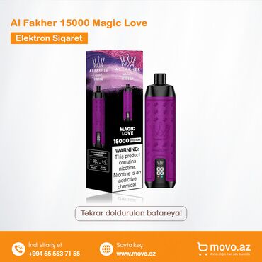 Qəlyan, vayp və aksesuarları: 📦 Birdəfəlik Elektron Siqaret Al Fakher 15000 Magic Love | SE-003