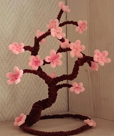 осенняя поделка: Декоративное дерево сакуры из пушистых палочек (проволока-ченилл). - — 1