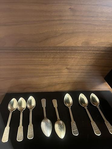 8 ədəd Gümüş çay qaşıqları qədimidir 875 probalı Restavrasiya