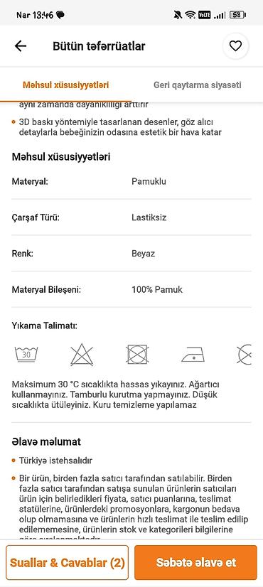 Digər tekstil: Uşaq yataq dəsti – Panda dizaynlı Ölçüləri 100*150. 2 yastiq üzü — 4