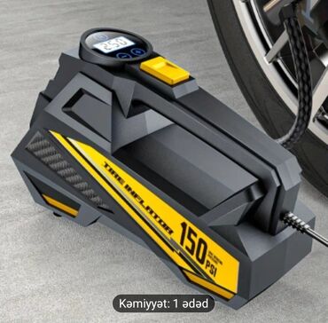 Avtomobil kompressorları və nasosları: 150 PSI-a qədər təzyiqi dəstəkləyən, rəqəmsal displeyli, qara və sarı