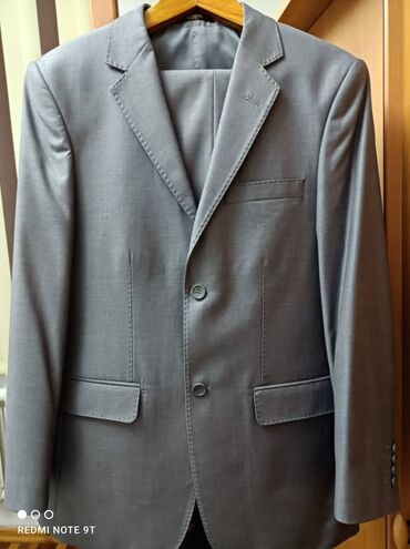 льняной пиджак мужской: Костюм XL (EU 42), цвет - Серый
