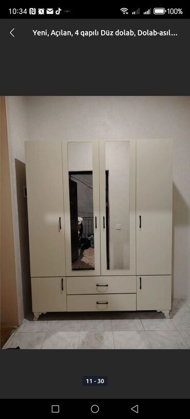 Dolablar: Açılan, 4 qapılı Düz dolab, Qarderob, paltar dolabı — 12