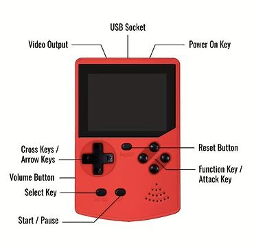 Digər oyun və konsollar: Retro Game Pocket Player – 3.0" TFT 8-bit əl oyun konsolu (qırmızı) — 4