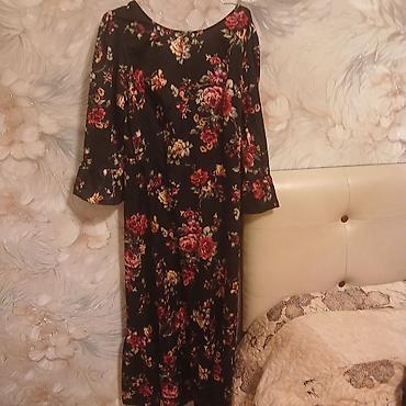 Gündəlik donlar: Qadın paltarı dəsti 1) Qara əsaslı çiçək naxışlı uzun don - Uzun — 1