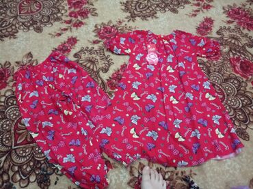 туркменские платья из штапеля: Детское платье, цвет - Розовый, Новый