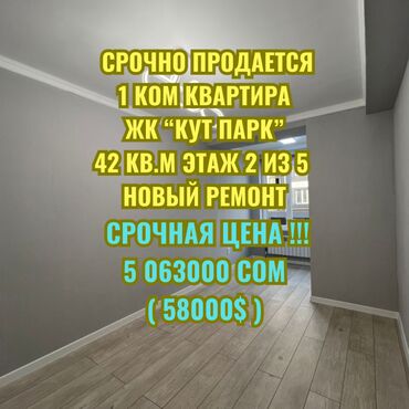манас квартиры: 1 комната, 42 м², Элитка, 2 этаж, Евроремонт