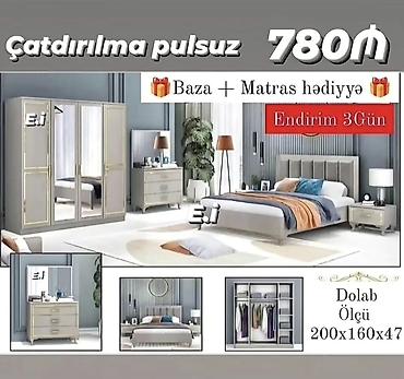 divan kreslo təmiri: Yataq otağı dəsti – 780₼ Komplekt: - Taxt (200×160) – baza daxildir — 2