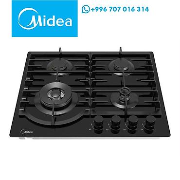 Газовая варочная панель Midea, 60 см, черное стекло - 4 конфорки
