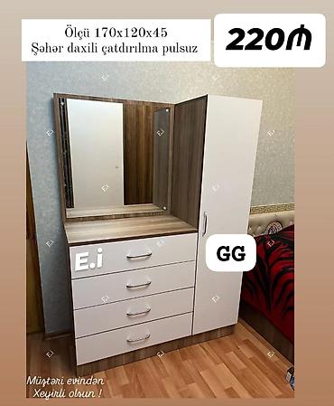 Dresser-güzgü dəsti - Ölçü: 170 x 120 x 45 sm - Dörd çekmecəli blok lalafo.az -da Dresser-güzgü dəsti - Ölçü: 170 x 120 x 45 sm - Dörd çekmecəli blok