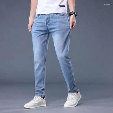 джинсы серые мужские: Джинсы цвет - Голубой
