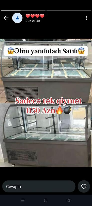 Холодильное оборудование: Şirniyyat/gelato üçün soyuducu vitrin - Şüşəli ön və üst hissə — 1