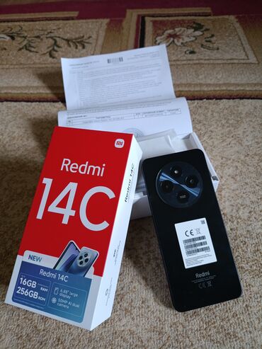 ящик для телефона: Redmi, Redmi 14C, Жаңы, 256 ГБ, түсү - Кара, 2 SIM