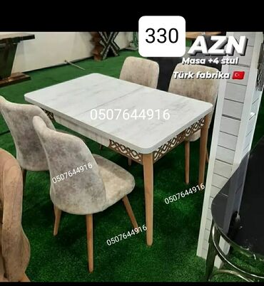 Masa və oturacaq dəstləri: Mətbəx üçün, Yeni, Açılan, Dördbucaq masa, 4 stul — 7