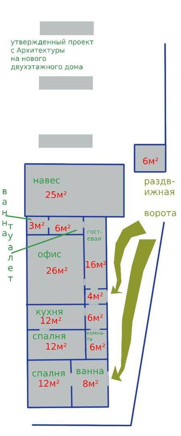 снять дом в бишкуле на длительный срок: Дом, 100 м², 6 комнат, Собственник, ПСО (под самоотделку)