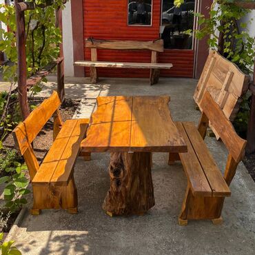 mali stolovi za terasu: Baštenska ganitura, Drvo, bоја - Braon, Novo