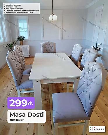 Məhsul: Masa Dəsti Ölçü: 90×160 sm Qiymət: 299 ₼ Tərkibi: - 1 lalafo.az -da Məhsul: Masa Dəsti Ölçü: 90×160 sm Qiymət: 299 ₼ Tərkibi: - 1