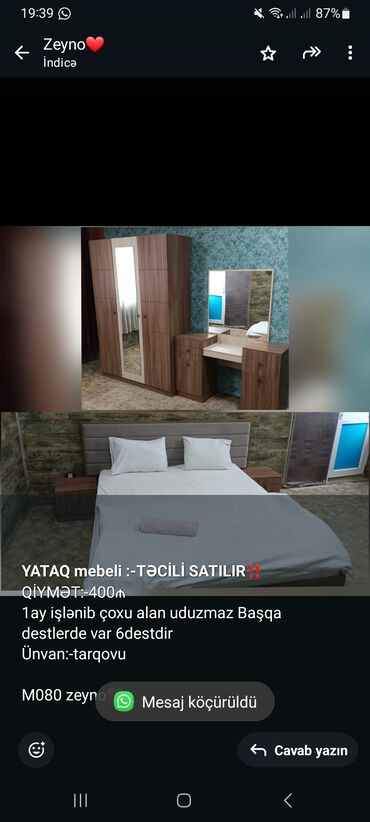 Radiatorlar: *YATAQ mebeli :-TƏCİLİ SATILIR*‼️ QİYMƏT:-400₼ 1ay işlənib çoxu alan