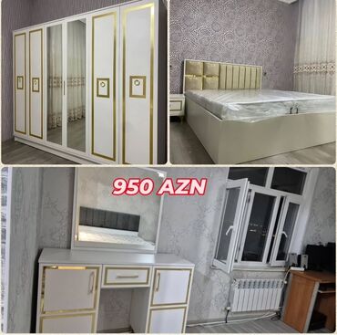Yataq otağı dəstləri: 2 təknəfərlik çarpayı, Dolab, Tumba, 2 tumba, Azərbaycan, Yeni