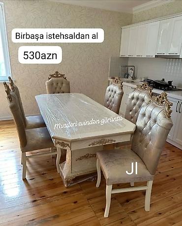 stol sul: Yemək otağı dəsti – klassik barokko üslubunda - Komplekt: 1 geniş — 3