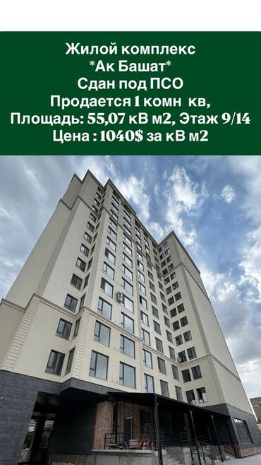 Продажа квартир: 1 комната, 55 м², Элитка, 9 этаж, ПСО (под самоотделку)