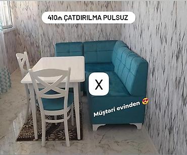Mətbəx künc dəsti - Komplekt: L formalı künc divan, 2 ədəd stul