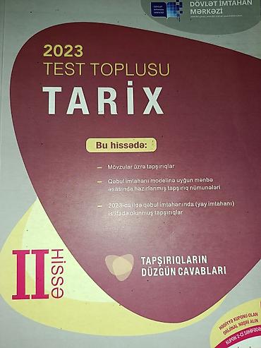 Тесты: Məhsul: 2023 “Test Toplusu – Tarix”, II hissə Xüsusiyyətlər: - Dövlət — 1