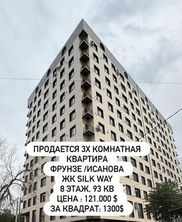 вторичка однокомнатная квартира: 3 комнаты, 93 м², Элитка, 8 этаж, ПСО (под самоотделку)