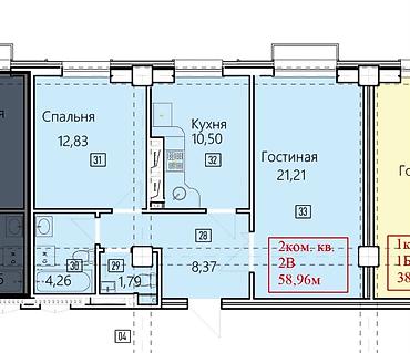 2 комнаты, 60 м², Асанбай мкр Элитка, 4 этаж, ПСО (под самоотделку)