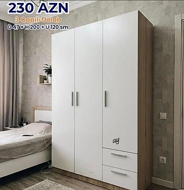 divarda kitab refi: 3 qapılı şkaf Qiymət: 230 AZN Ölçülər: Dərinlik 47 sm × Hündürlük 200 — 1