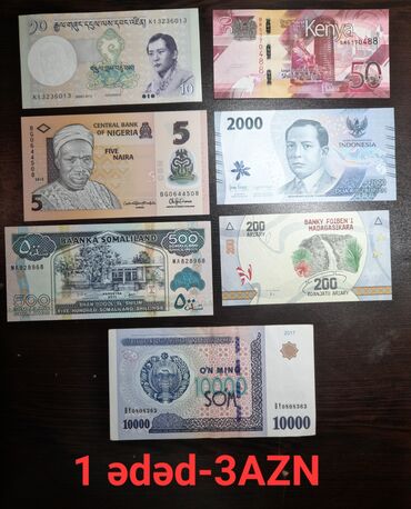 Əskinaslar: Qiymetleri şəkillərin üzərində göstərilib.Whatsapp vasitəsi ilə də — 10