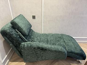 mebel materialı: Rahatlama üçün şezlonq/kreslo - Rəng: tünd yaşıl, məxməri effektli — 1