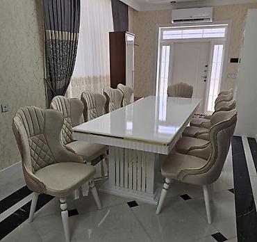 mebel salon: Ağ rəngli yemək masası və 8 ədəd stuldan ibarət dəst - Dizayn: Zərif — 2