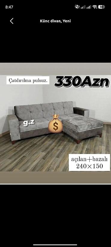 oturacaqlar: Künc divan, Yeni, Açılan, Bazalı, Parça, Şəhərdaxili pulsuz çatdırılma — 1