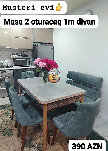 metbext divanı: Mətbəx/Qonaq otağı üçün dəst: - 1 ədəd masa – mermer naxışlı parça — 1