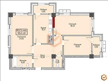 квартиры: 3 комнаты, 98 м², Элитка, 8 этаж, ПСО (под самоотделку) — 3