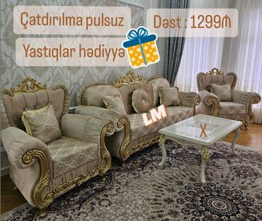 Çarpayılar: Klassik dəst Divan+2 kreslo ⚜️ Yeni və sifarişlə Qiymət : 1299₼