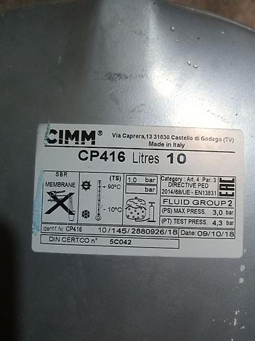 Baklar və çənlər: CIMM CP416 membranlı genişlənmə çəni - Həcm: 10 litr - Məhsul tipi — 2
